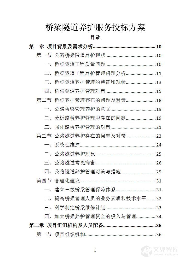 桥梁隧道养护服务投标方案