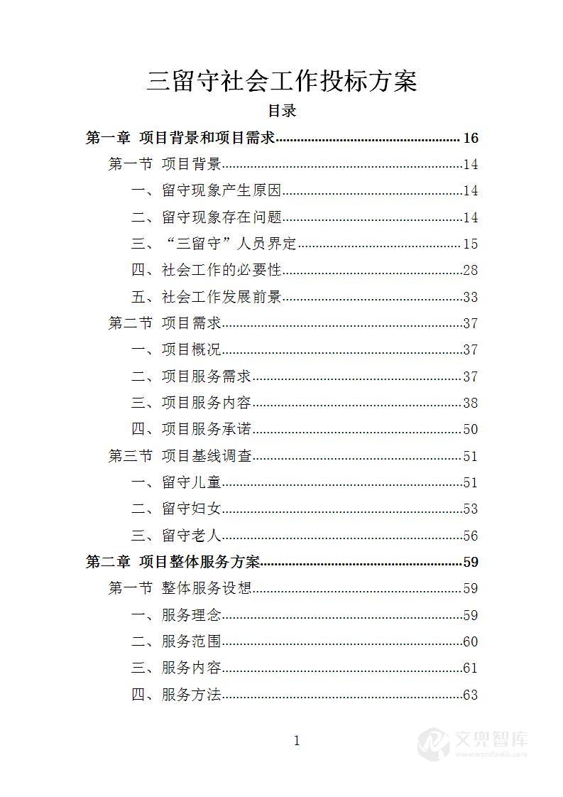 三留守社会工作投标方案