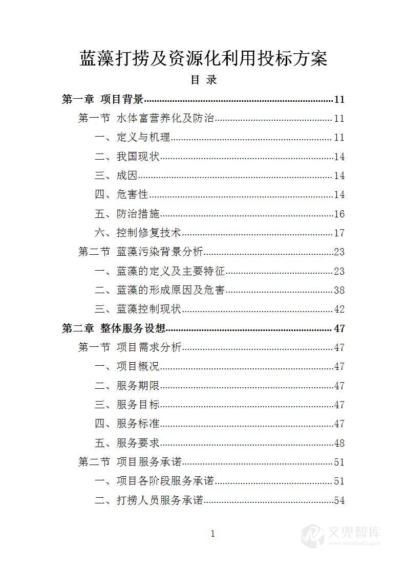 蓝藻打捞及资源化利用投标方案