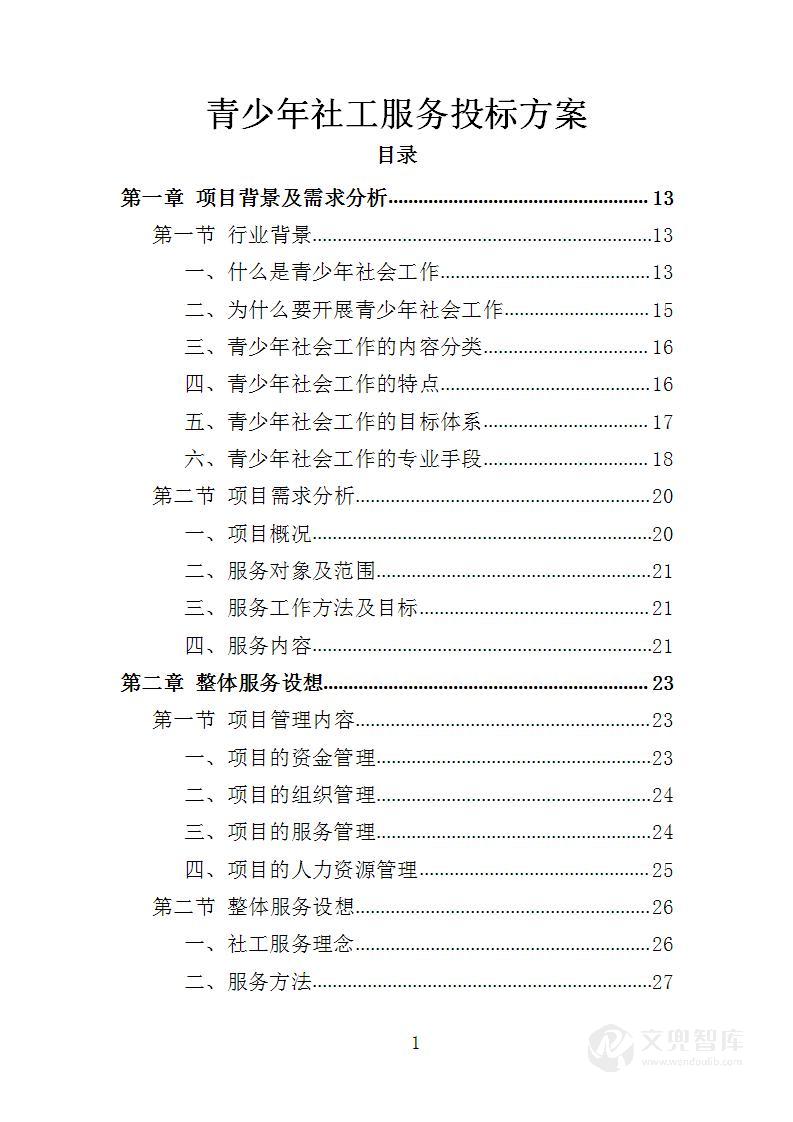青少年社工服务投标方案