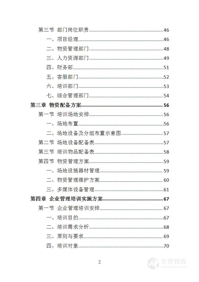 企业管理培训服务投标方案